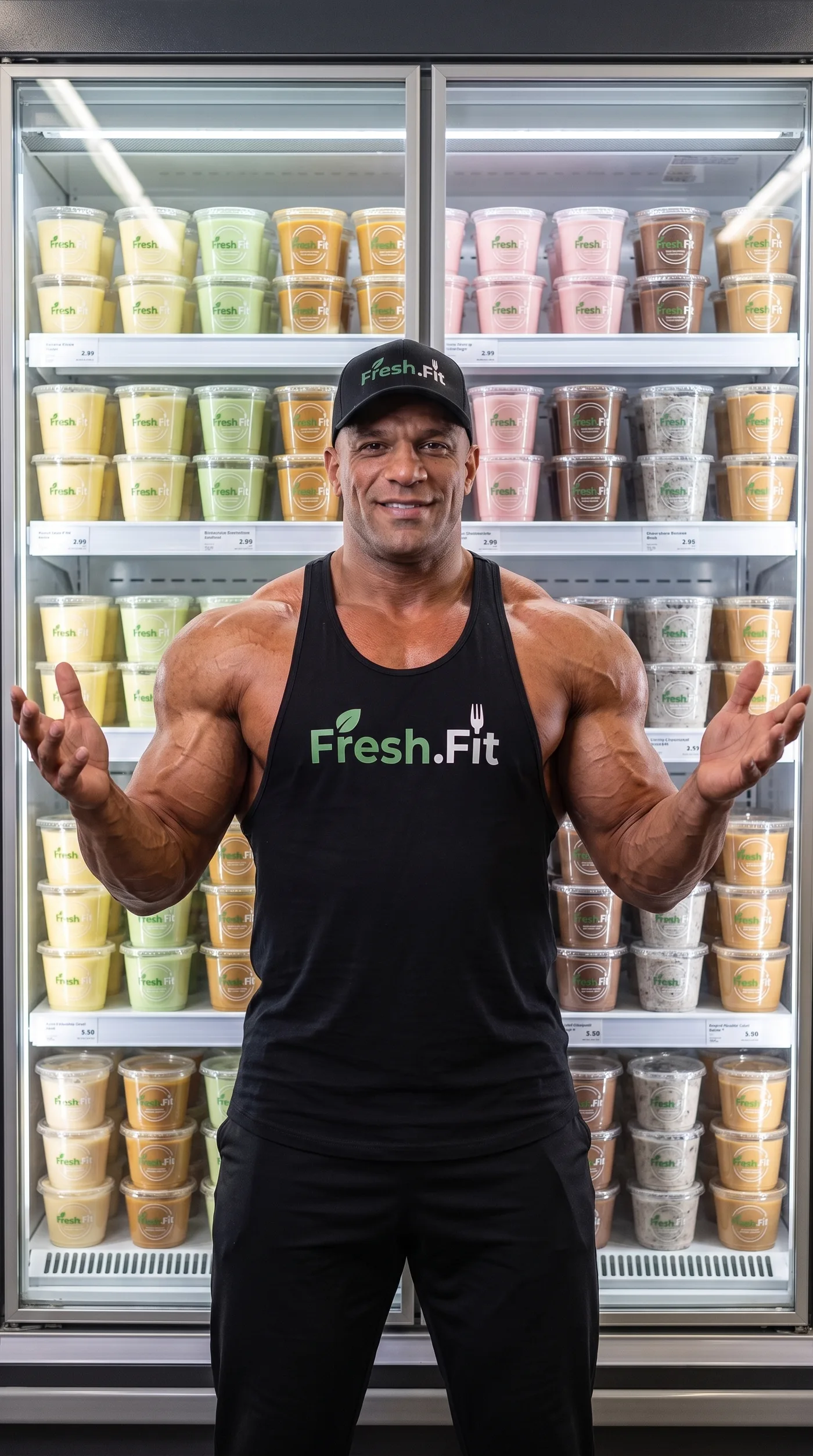 أبو عضل أمام ثلاجة Fresh.Fit